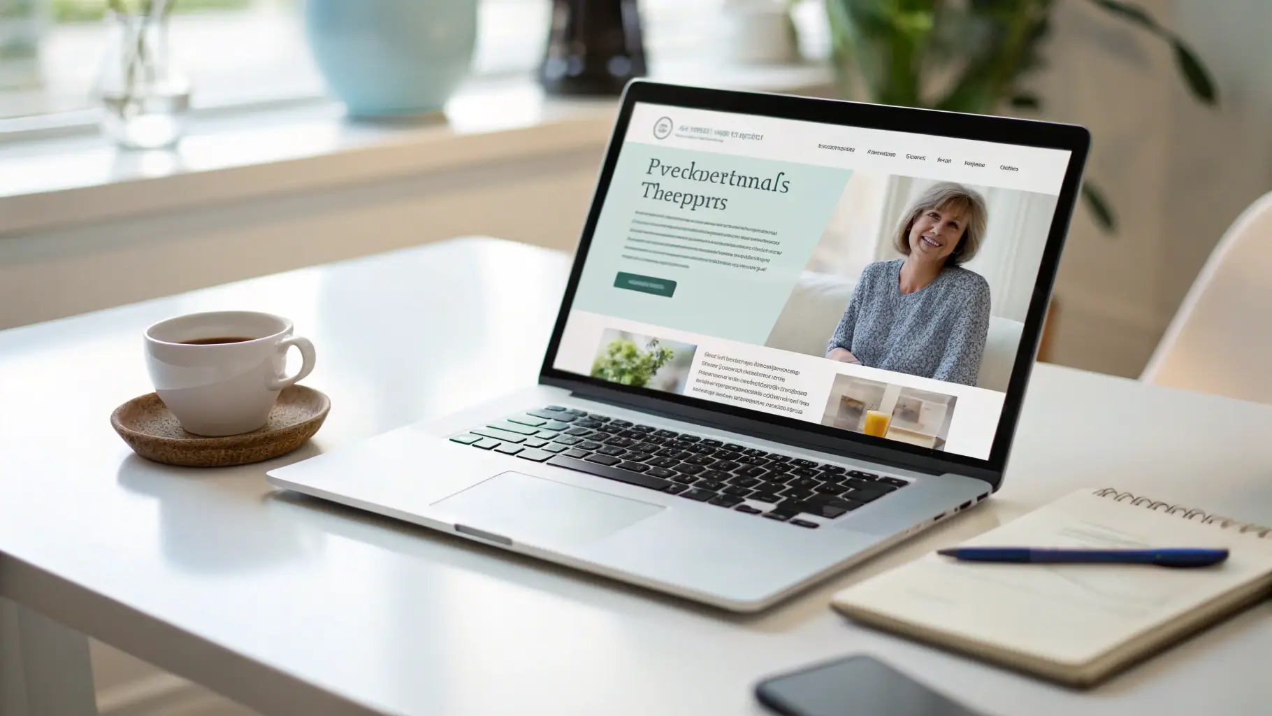 Site internet de psychologue affiché sur un ordinateur portable — développement de patientèle